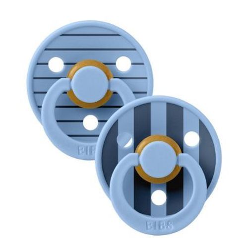 Bibs Studio Collection Colour Stripe Latex Pacifier 6-18 Months - Pink Ivory Steel Blue Mix - 2pk