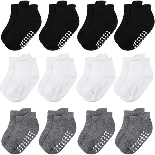 Baby and Toddler Socks,Soft Cotton Non-Slip Ankle Socks for New Born,Boys and Girls