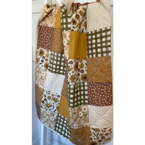 Girl crib quilt - wild flower - sunflower - boho - baby bedding - Baby quilt - toddler quilt - floral - personalized - embroidered