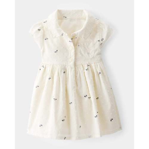 Baby Swiss Dot Bow Print Short-Sleeve Dress - Ivory - OshKosh | Carter's
