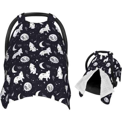 Wolf Star and Moon Baby Car Seat Canopy Nursing Cover for Newborn Car Seat Breastfeeding Covers Blanket Newborn Shower Gift