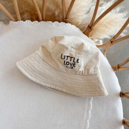 Corduroy 'Little Love Club' Bucket Hat - Cream