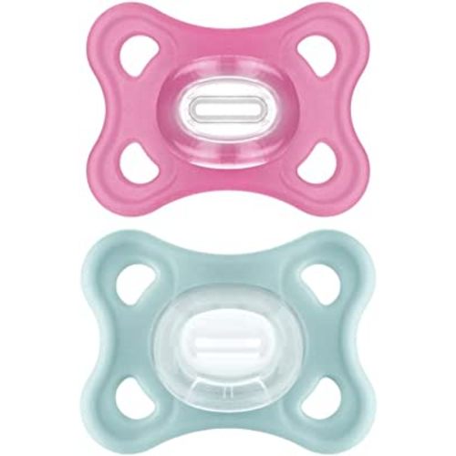 MAM Comfort Pacifiers, Newborn Pacifiers (2 Pack) 3-6 Months, Best Pacifier for Breastfed Babies, Girl Silicone