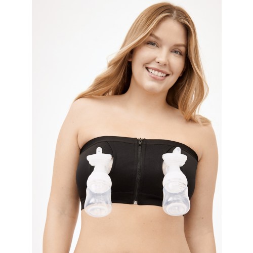 Joyspun Women's Maternity Hands-Free Nursing Pumping Bandeau Bra, Sizes S to 3X