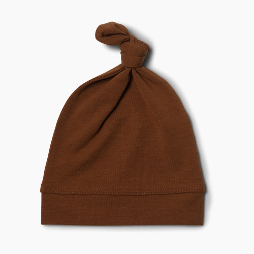 Loulou Lollipop Top Knot Beanie (Tencel) - Caramel, 6-12M
