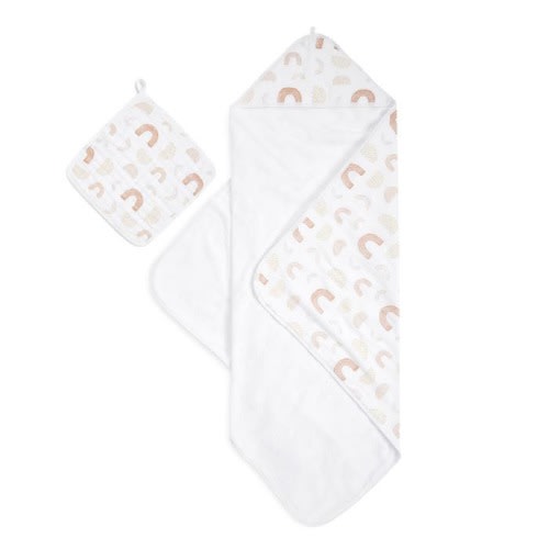 boutique cotton muslin towel + washcloth set