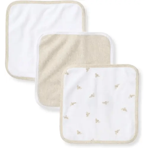 Burt's Bees Baby Infant Washcloths, 100% Organic Cotton, Soft and Super Absorbent Knit Terry & Woven Terry Wash Cloth - 3 Pack Set