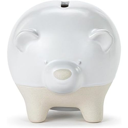 DEMDACO 5004820136 Bear-y Good Saver Classic White and Tan 4 x 3.5 Inch Stoneware Piggy Savings Money Coin Bank Bear