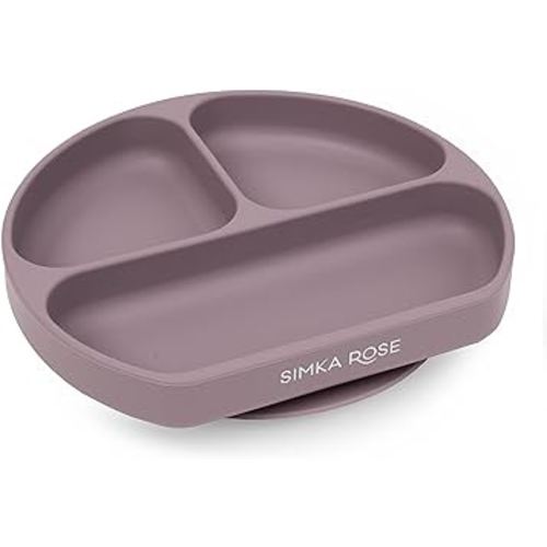 Simka Rose Baby Suction Plates for Baby & Toddler Plates Silicone Plate Baby Baby Dishes- BPA Free Silicone Divided Design Microwave & Dishwasher Safe - Baby Led Weaning Supplies Utensils (Pack of 1)