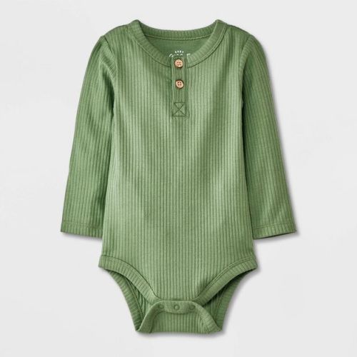 Baby Long Sleeve Henley Bodysuit - Cat & Jack™ Cream Newborn