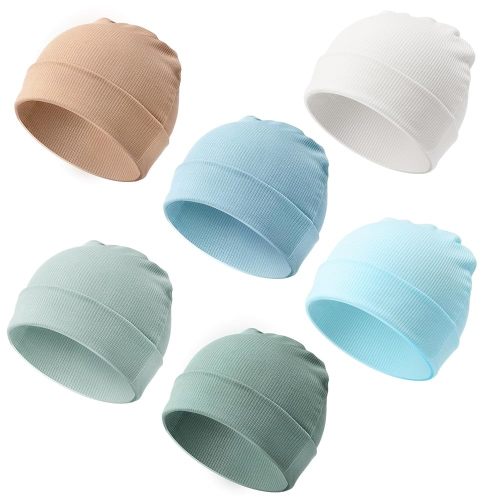DRESHOW BQUBO 6 Pack Baby Newborn Hats Set for Unisex Infant Newborn Toddler Soft Beanie Hat for Boys Girls 0-24 Months