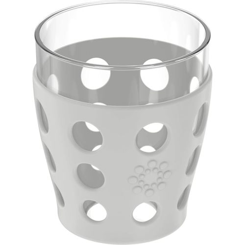 Lifefactory 10-Ounce Beverage Glasses with Protective Silicone Sleeves, 4 Count (Pack of 1), Stone Gray