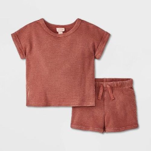 Baby Waffle Top & Bottom Set - Cat & Jack™ Yellow 12M