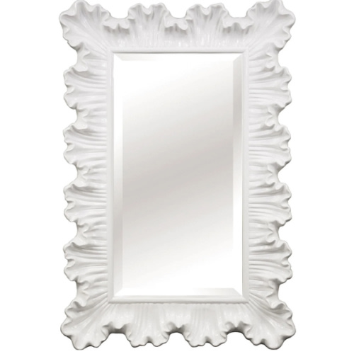 Ariel White Ruffle Framed Rectangle Wall Mirror, 33x48