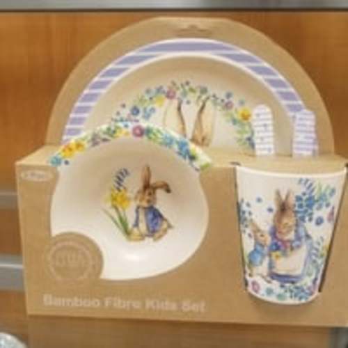 Beatrin Potter Peter Rabbit Bamboo Fibre Kids plate set. Easter.  Peter Rabbit .