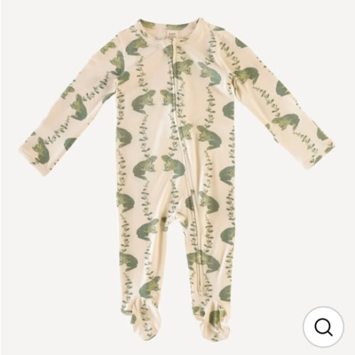 long sleeve zipper footie | garden frog | viscose from bamboo