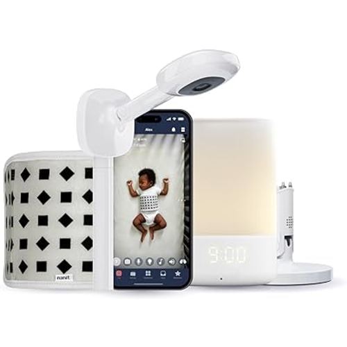 Nanit Superior Sleep Set - includes Newborn Baby Essentials: Nanit Pro Camera with Wall Mount, Nanit Travel Stand, and The Sound + Light Audio Monitoring Machine & Baby Night Light