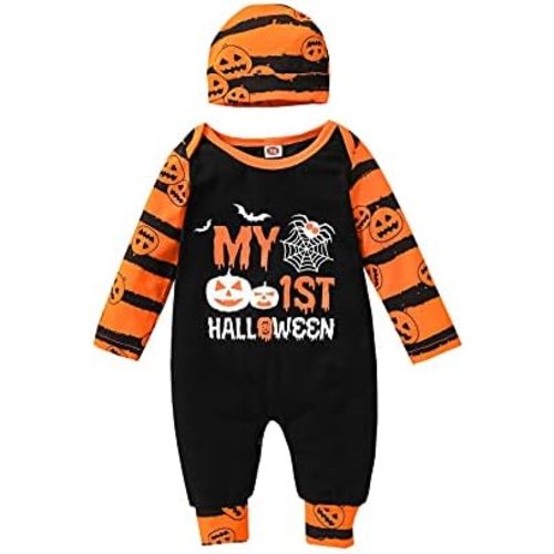 Thorn Tree Infant Newborn Baby Girl Boy Long Sleeve Romper Unisex Baby Halloween Outfits 2Pcs Hat+Jumpsuit Clothes Set