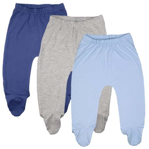 123 Bear Cotton Spandex Baby Pants with feet / Baby leggings with footies 3 Pack