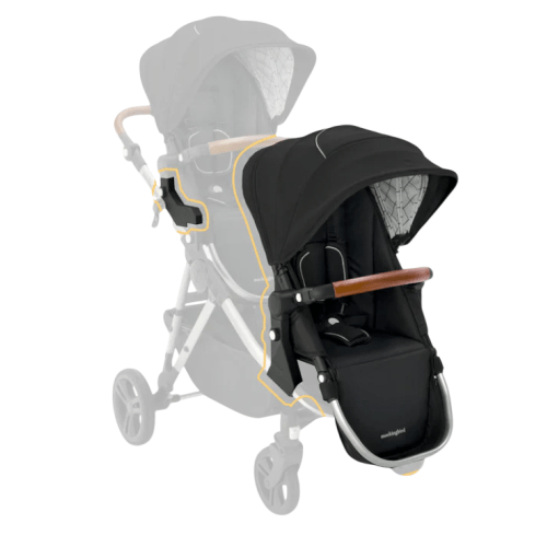 Mockingbird 2nd Seat Kit 2.0, Black, Silver With Black Leather, Windowpane