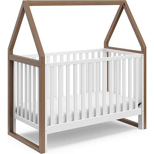 Storkcraft Orchard 6-in-1 Convertible Crib (Hazelnut with White) – GREENGUARD Gold Certified, Converts to Toddler Bed, Full-Size Bed, Playhouse Bed, and Daybed, Fits Standard Full-Size Crib Mattress