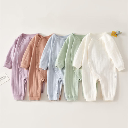 Baby Pure Color Button Basic Romper