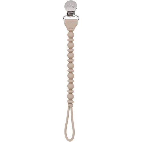 Itzy Ritzy Silicone Pacifier Clip; 100% Food Grade Silicone Pacifier Strap with Clip Keeps Pacifiers, Teethers & Small Toys in Place; Features One-Piece Design & Silicone Cord (Toast)