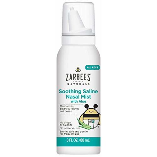 Zarbee's Naturals Soothing Saline Nasal Mist with Aloe, 3 Ounce Canister