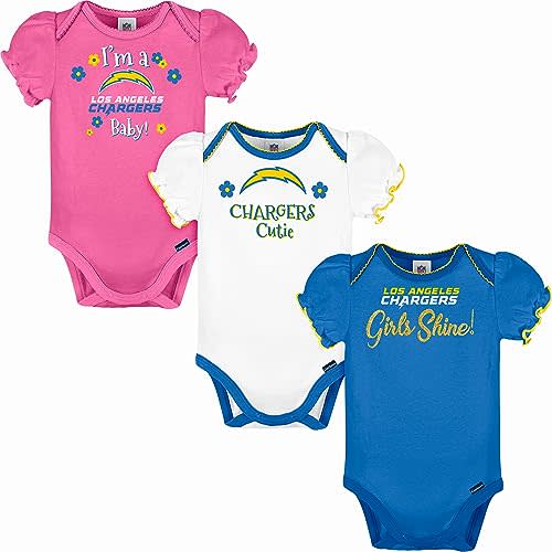 Gerber Baby Girls' NFL Team 3 Pack Short Sleeve Onesie Bodysuit
