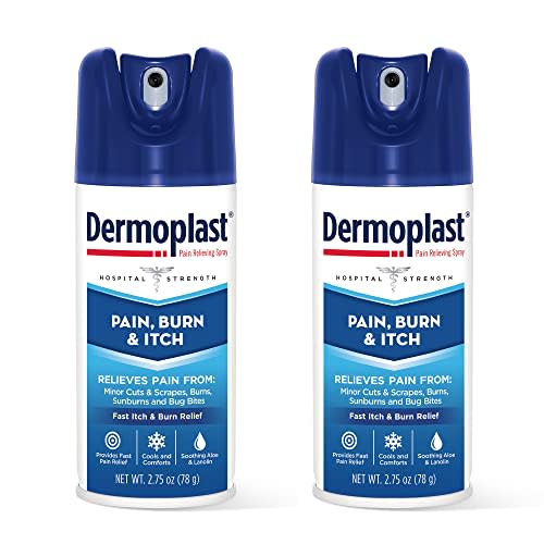 Dermoplast Pain, Burn & Itch Spray, Pain Relief Spray for Minor Cuts, Burns and Bug Bites, 2.75 oz (Pack of 2)