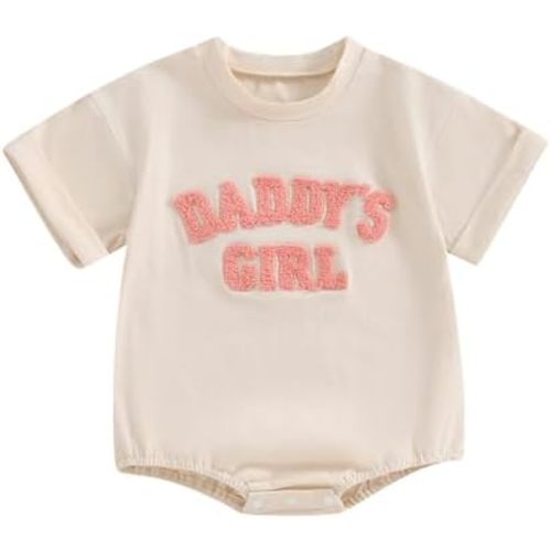 Sejardin Newborn Baby Girl Romper Daddys Girl Summer Clothes Short Sleeve Round Neck Playsuit Infant Girl Outfit