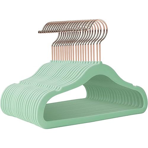 Baby Hangers Velvet 50 Pack-11.4 Inch,Baby Clothes Hangers Non Slip, Baby Hangers for Closet,Durable Infant/Toddler Hangers Green Hangers