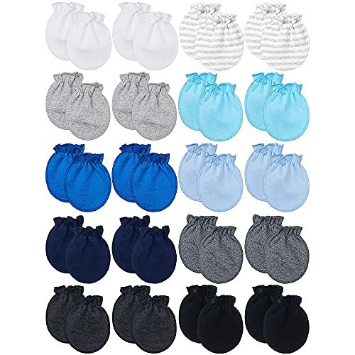 20 Pairs Newborn Baby Boys Girls Mittens 0-6 Months Infant Toddler Mittens No Scratch Solid Color Gloves