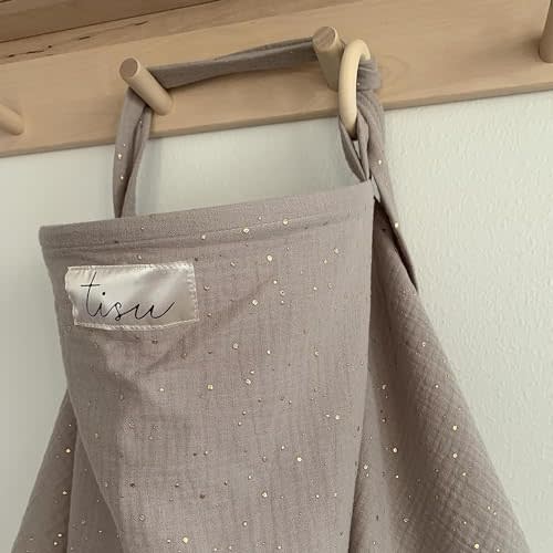 Nursing Cover for Baby Breastfeeding & Pumping | Multi Use Car Seat Stroller Cover | Breathable Soft Muslin Cotton | Breast Feeding Apron & Shawl by TISU (Taupe Beige)