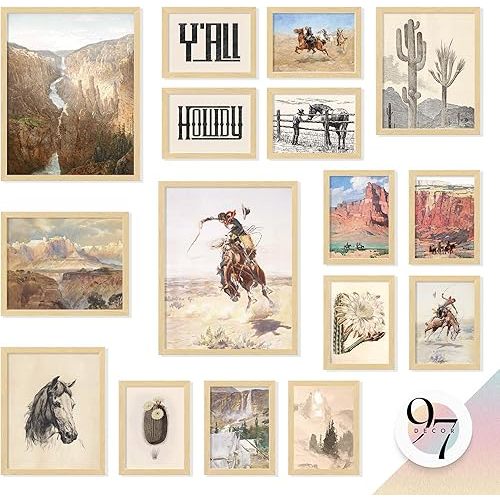 97 Decor LARGE 11x14 Boho Western Home Decor - Western Wall Decor For Bedroom, Vintage Cowboy Pictures Southwestern Wall Art, Farmhouse Desert Southwest Prints Rustic Ranch Decor For Bathroom (Unframed)