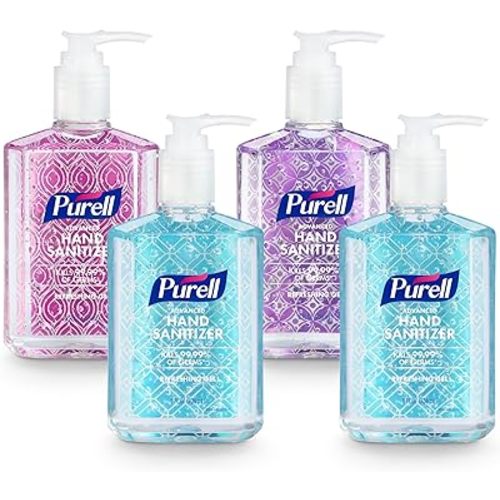 Purell Advanced Hand Sanitizer Refreshing Gel Design Series, Clean Scent,Clear, 8 Fl Oz Pump Bottle (Pack of 4), 9652-06-ECDECO