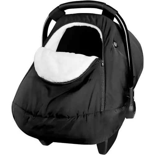 Winter Car Seat Covers for Babies, Carseat Cover Boys, Cozy & Warm Cover, Infant Car Seat Canopy Water Resistant, Universal Cold Weather Shield, Black