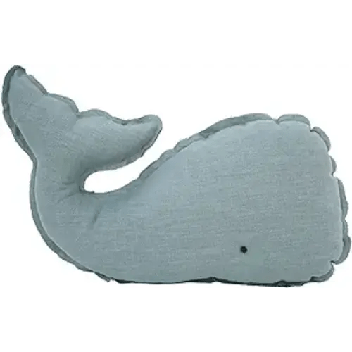Marble Empire Whale Pillow Linen, Blue Whale Throw Pillows with Free Style Edge,Coastal Ocean Decorative Pillow for Couch Sofa (18.5 inch)