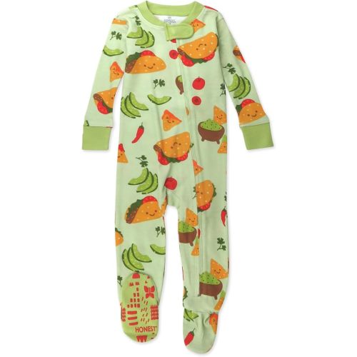 HonestBaby Non-Slip Footed Pajamas One-Piece Sleeper Zip-Front Pjs 100% Organic Cotton for Baby Boys