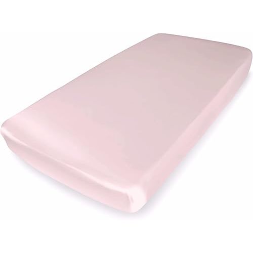 Mulberry Park Fitted Silk Crib Sheet - Grade 6A Pure 19 Momme Toddler Bedding - Gentle on Baby's Delicate Skin, Helps with Bald Spot, Eczema, Dry Skin & Cradle Cap - 28" x 52" / Lullaby Pink