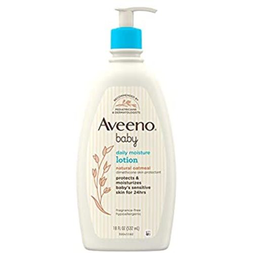 Aveeno Baby Daily Moisture Moisturizing Lotion for Delicate Skin with Natural Colloidal Oatmeal & Dimethicone, Hypoallergenic, Fragrance-, Phthalate- & Paraben-Free, 18 fl. oz