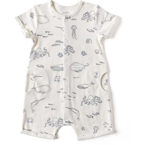 Life Aquatic Short Sleeve Romper, Blue - Pehr | Maisonette