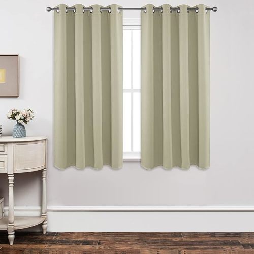Joydeco Blackout Curtains 63 Inch Length 2 Panels Set, Thermal Insulated Long Drapes 2 Burg, Room Darkening Grommet Curtains for Living Room Bedroom Window
