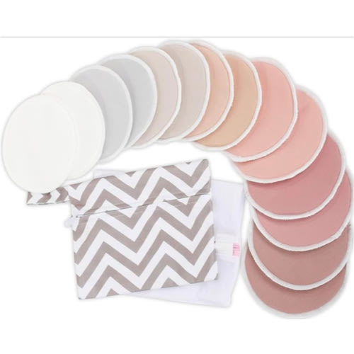 14-Pack Reusable Nursing Pads for Breastfeeding - Soft & Absorbent 4-Layers Washable Breast Pads for Leaking Milk, Viscose from Bamboo Breastfeeding Essentials, Nipple Covers (Lovelle, L 4.8")