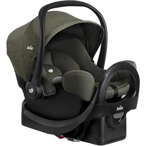 Joie Rue Lightweight Infant Car Seat & Anti-Rebound Base –Side-Impact Protection, 5-Point Harness, and UPF 50+ Canopy for Newborns and Infants (Evergreen)