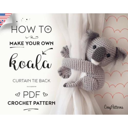 Koala Curtain Tie Back Crochet PATTERN Tieback Left or - Etsy