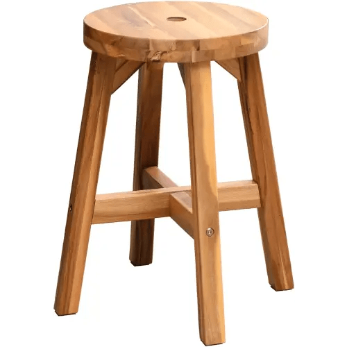 Acacia Wooden Stool Round Top Chairs. Sub-Stool for Kitchen Living Room. Strong Weight Capacity Upto 350 LBS, Natural Color