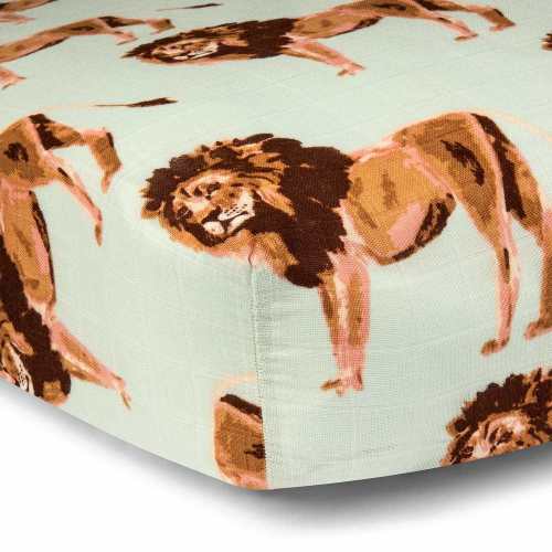 Lion Bamboo Muslin Fitted Crib Sheet