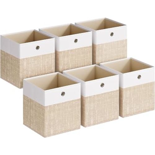 SONGMICS Storage Cubes, Set of 6 Foldable Organizer Boxes with Handles