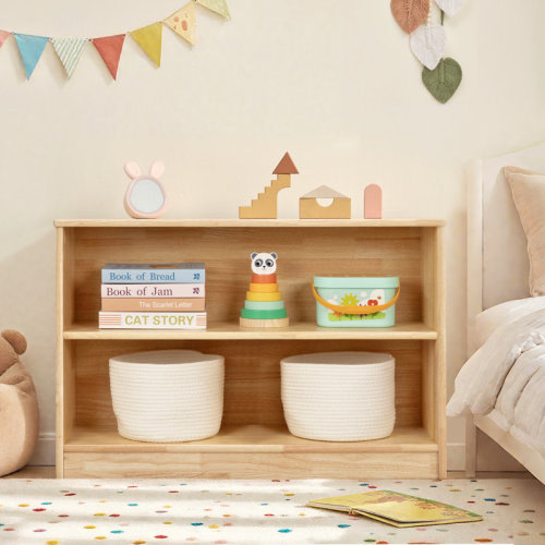 Latitude Run® Rubber Wood 2-tier Montessori Shelf And Toy Storage, 35.4" L & Reviews | Wayfair